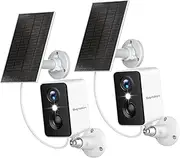 [Septekon] 2K Security Cameras Wireless Outdoor 2 Pack, Solar Battery Powered Camera with Two Spotlights, PIR Motion Detection Siren, Color Night Vision, 2-Way Audio, IP66 Waterpoof