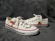 New Custom White Mushroom & Snail Low Top Converse Women's Size 6