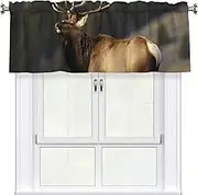 LHBWCVN Bull Elk Valances for Windows, Rod Pocket Window Treatment Drapes Farmhouse Kitchen Curtains Short Blackout Window Curtains for Living Room Bedroom Decor 54x18 Inch