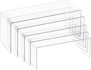 Poemtian 5Pcs Acrylic Display Risers,Tabletop Display Riser Shelf,Clear Acrylic Display Risers for Figures, Cupcakes, Buffets, Jewelry Display Etc