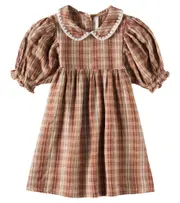 [Rylee + Cru] Rylee + Cru Heidi plaid linen-blend dress Y 6/7 brown