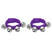 2 Pack Wrist Bells, Jingle Bells Christmas Hand Bells with 4 Bells Purple