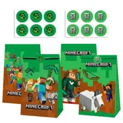 12PC New Minecraft Paper Lolly Loot Bag & Stickers Gift Bag Kids Birthday Decorations