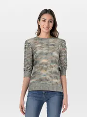 Short Sleeve Knitted Patterned Top