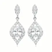 Sterling Silver Cubic Zirconia Center Stone Tear Drop Earrings