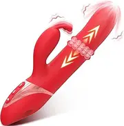 Thrusting Dildo Rabbit Vibrator for Women - 24 Beaded Adult Sex Toys Clitoral Stimulator G Spot Vibrator for Woman Couple Pleasure, Triple Function 27 Playful Patterns Vaginal Toy Vibrating Dildo