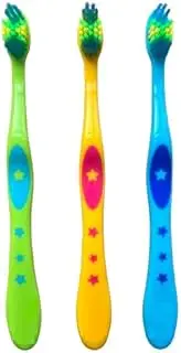 Oral Basics Baby, Infant & Toddler Toothbrush for Little Children Kids Ages 2 Years Old and Up, Assorted Characters, Extra Soft - Pack of 3
