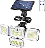 Solar Lights Outdoor 333 LEDs Wide Angle Solar Spot Lights,Separate Panel 1200LM 3 Modes Solar Lights with 270°Lighting Angle, IP65 Waterproof Solar Wall Light for Patio, Porch, Garage