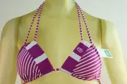 WOMANS RIP CURL MAGENTA / WHITE STRIPE BIKINI TOP SEPARATE size Small