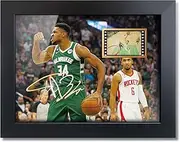 sufenvera Basketball Fans Poster - Print Signed Giannis Antetokounmpo Framed Mini Film Photo Display,Great Birthday Christmas Gifts for Boys/Men 8x6 Inches