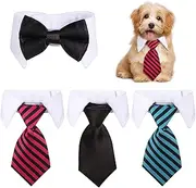 4 Pieces Adjustable Pets Dog Cat Bow Tie Pet Formal Tuxedo Costume Necktie Collar Stripes for Small Dogs Cats (S)