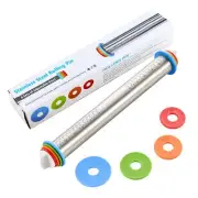Adjustable Rolling Pin for Baking with Thickness Rings Stainless Steel Dough ...