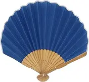 [大西賢製販] Ken Onishi Selling Shell Fan, Hemp Plain Navy, Size: Approx. H22 SY19-AMU06