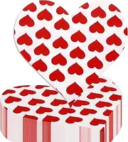 Valentine's Day Heart Love Napkins 3 Ply Heart Shaped Party Supplies Beverage Napkins Disposable Paper Cocktail Napkins for Wedding Party, 6.5 x 6.5 Inch (Red, 100 Pcs)