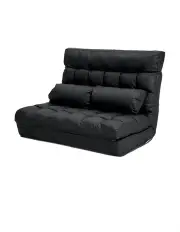 [La Bella] Double Seat Couch Bed Folding Sofa Chair in Black