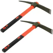 2 PCS 15 Inch Garden Pick Mattock, Pick Axe with Red Fiberglass Handle, Garde...