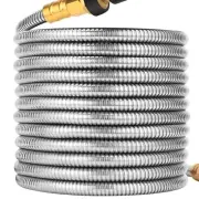 100 FT Expandable Stainless Steel Garden Hose - Heavy Duty Kink-Free Design