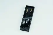 Tsuchiya Lacquerware 34-4525 Spoon Set, Black, 7.7 x 1.3 inches (19.5 x 3.3 cm), Dining Table Accessory, Cherry Blossom