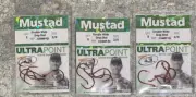 3 Packs Mustad Double Wide Dropshot Hooks Size 2/0 Red