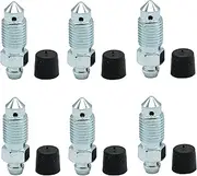 6 PCS Brake Bleeder Screws, Bleeder Valve, Caliper Bleeder Screw with Rubber Cap 7/16-20 x 1.28 inch Length, H9415-6, 11410, 639510