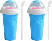 Leona Co Slushie Maker Cup, Magic Quick Frozen Smoothies Cup, Cooling Cup, Double Layer Squeeze Slushy Maker Ice Cup Freeze Mug Milkshake Smoothie Mug (2Pcs Blue)