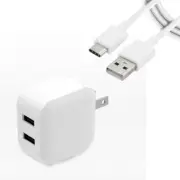 Durable Dual USB Power Adapter+Type C Cable f Samsung Galaxy S22 Ultra SM-S908U