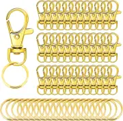60Pcs Gold Swivel Snap Hooks with Key Rings,Keychain Clip Hooks, Key Chain Rings