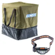 Adventure Kings Canvas Camping Toilet Bag PVC Base + LED Head Torch 70m range