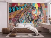 3D Abstract Graffiti Art Woman Wall Mural Wallpaper LQH 49