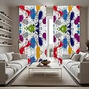 DOTOOMA Splash-Ink Paint Window Curtains Modern Abstract Sprinkle Colorful Art Nursery Bedroom Living Room Decoration Polyester Fabric Supplies 41x84 Inch Drapes 2 Panels