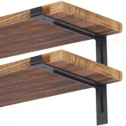Shelf Brackets Metal Heavy Duty Shelving Brackets with Lip Black Brackets for...
