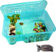 Turtle Tank Plastic Terrarium Reptile Habitat Aquarium Safe Durable Design