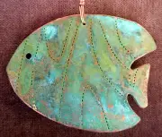 TROPICAL FISH Left Copper Verdigris Christmas Ornament Handcrafted Beach Ocean
