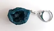 Enhanced Green Geode Half Purse Charm Key Ring New