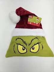 Dr Seuss How The Grinch Stole Christmas Santa Hat One Size NEW