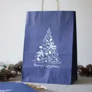 Large Christmas Tree Gift Bags | Festive Party Blue Paper Eco-Friendly x 6