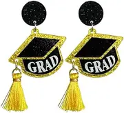 [COLORFUL BLING] 2024 Graduation Earrings for Women Grils Graduation Cap Dangle Earrings Lightweight Layered Leather Teardrop Earrings Grad Cap Tassel Drop Earrings High School College Graduation Gifts
