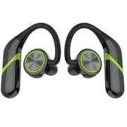 [True Wireless] Portable bluetooth Earphone TWS Bass Stereo IPX6 Waterproof Sport Headset With Mic BLACK-GREEN COLOR