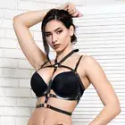 Women Leather Harness BDSM Goth Lingerie Suspender Bra Straps Waist Belt Body BS