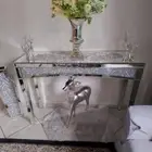 Reflective Mirrored and Shining Crushed Diamond Console Table Hallway Foyer Home