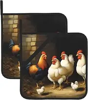 A Brood of Chickens Potholders BBQ Pot Holders for Heat Resistant Potholder, Hot Pads,Cooking Baking(2-Pack)