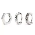 Sterling Silver Geometric Hexagon Hoops Set of 3, Piercing Jewelry Unique Gift