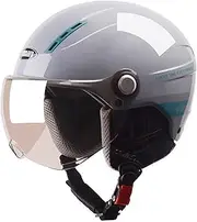3/4 Motorcycle Helmet with Visor, Fashion Men Women Jet Motorbike Half Helmets, Removable Ear Protection for Moped Cruiser Electric Scooter Street Bike 06,Black Tea Long