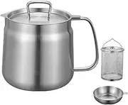 Grease Keeper Oil Filter Edible Oil Stainless Steel Pot with Frying Basket Frying Basket with Filter Frying Pot Grease Separating Bottle Kitchen Househ Old Large Capacity Oil Storage Tank