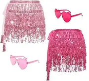 [Gvhntk] 2 PCS Sequin Fringe Skirt