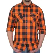 Hot Leathers FLM2007 Men's Orange and Black Long Sleeve Flannel Shirt