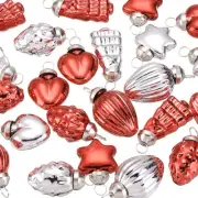 50Pcs Glass Christmas Ornaments Silver Red Christmas Tree