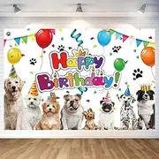 DuftGu Dog Birthday Backdrop, Polyester, 70.8 x 47.2 Inch, Includes Backdrop Banner and 20 feet Long String, for Home Indoor Outdoor Decorations Supplies