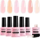 AIMEILI 8 in 1 Builder Nail Gel Set, 6Pcs Sheer Color Hard Gel Builder Base Nail