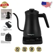 1500W Rapid-Boil Gooseneck Electric Kettle with Adjustable Temp Control – Black